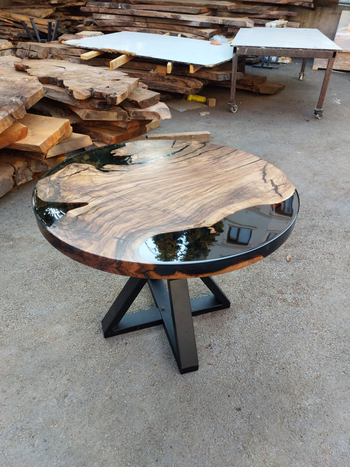 Epoxy Round Table Epoxy Dining Table Walnut Epoxy River Etsy