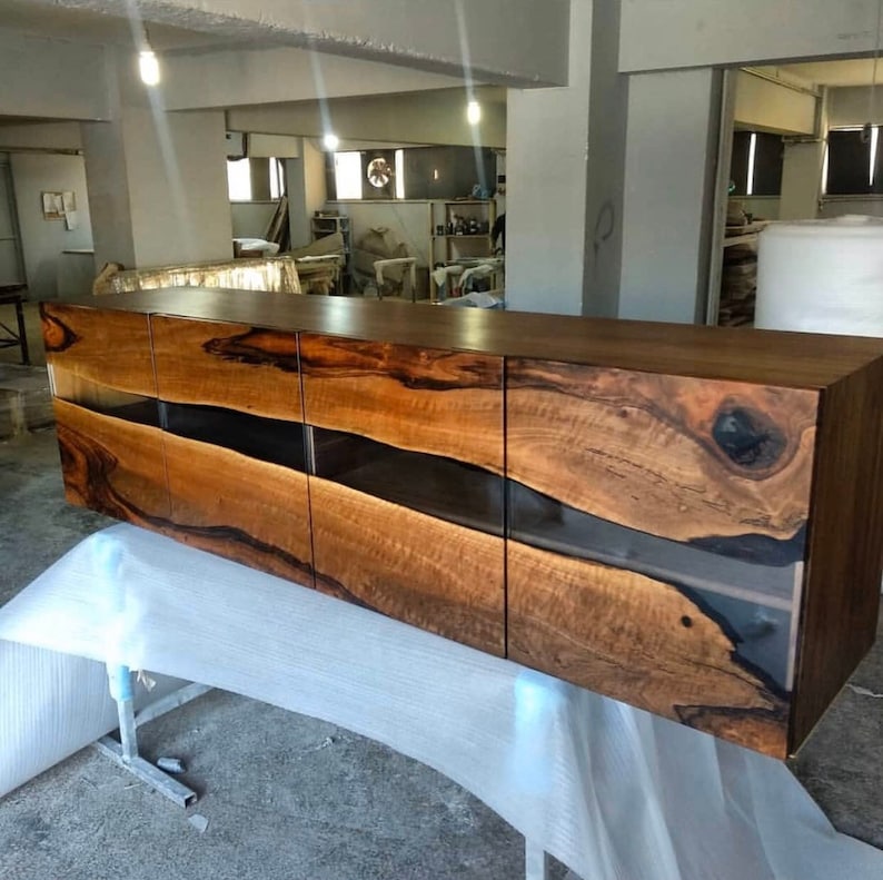 Custom Wood Epoxy Dining Table Unique River Epoxy Table Etsy