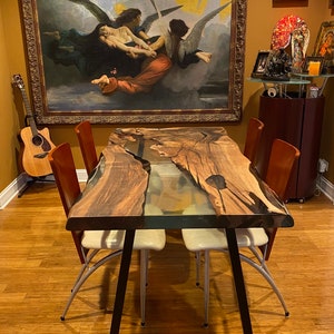 Walnut Dining Table, Epoxy Resin Table, Custom 67” x 35” Walnut Clear Epoxy Table, River Dining Table, Walnut Epoxy Table, Order for Jerzy