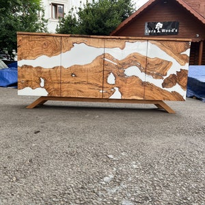 Made to Order Custom Credenza, 72” x 20” x 32” Olive Wood White Epoxy Resin Credenza, Olive Epoxy Credenza, Epoxy Buffet for Marlene bild 8
