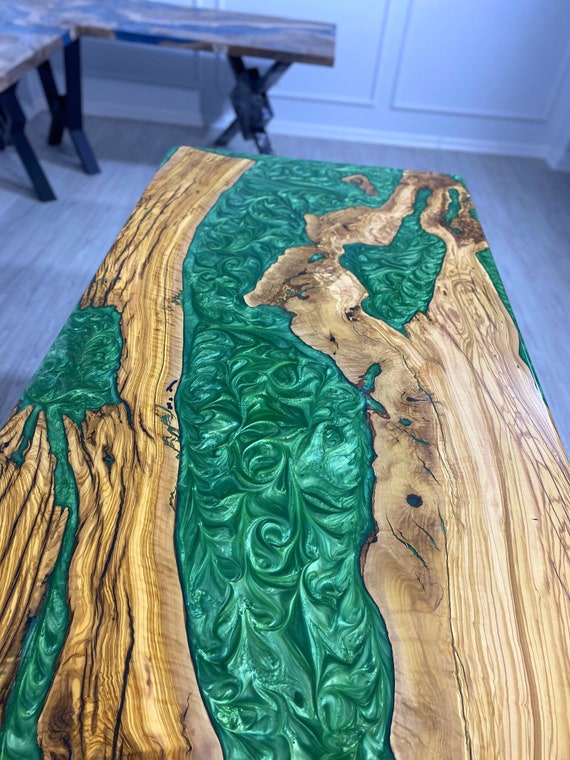 Epoxy Resin Table Custom 80 X 36 Olive Emerald Green Table Epoxy
