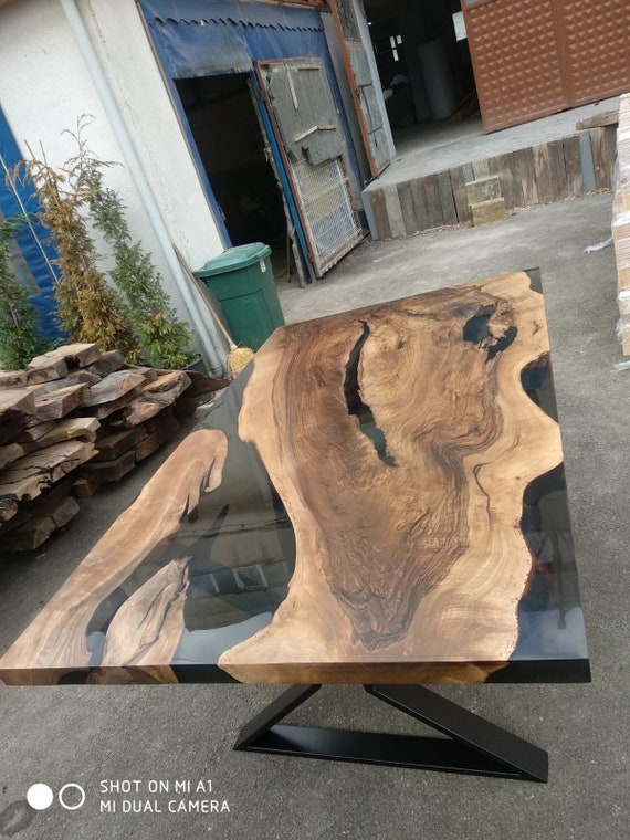 Epoxy Resin River Table Custom 72 X 42 Walnut Black Epoxy Table