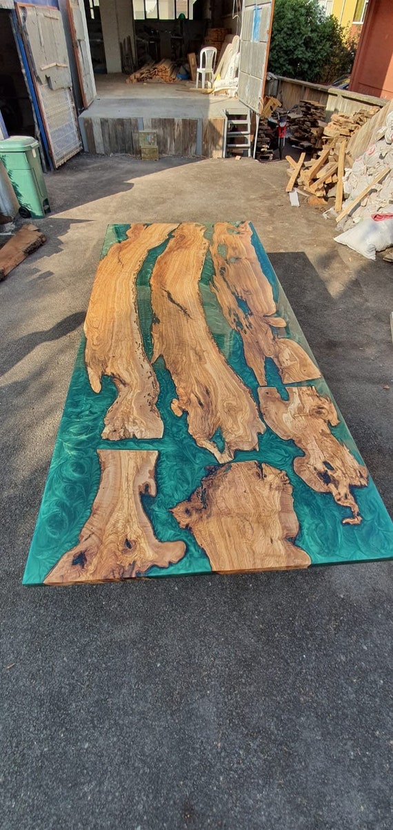 Custom made epoxy resin dining table. Hundreds of color options.