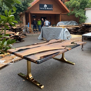 River Table, Live Edge Table, Custom 96” x 48" Walnut Smoke Gray Table, Epoxy River Table, Epoxy Resin Table, Custom Order for Diane 2