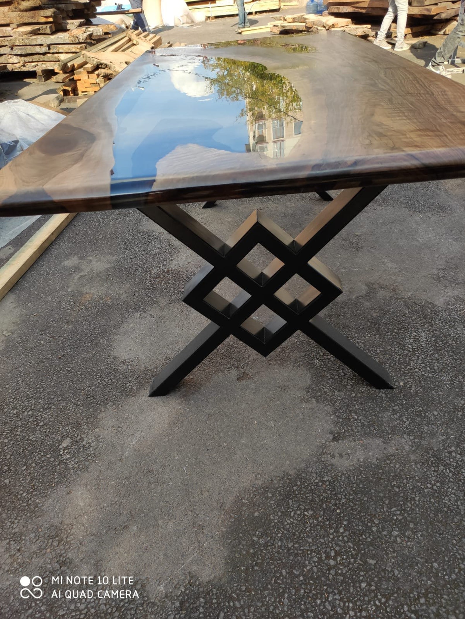 Custom 80 x 40 Walnut Smoke Gray Epoxy River Dining Table | Etsy