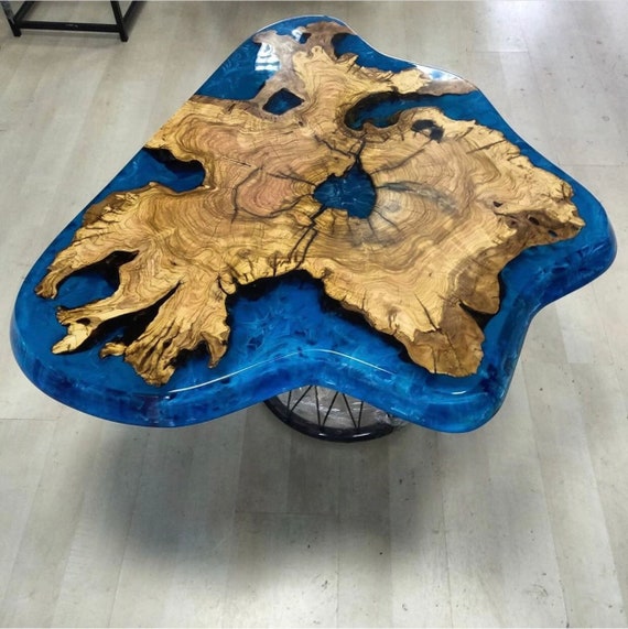 Epoxy Table Top / Wooden Resin Table Top / Blue River Epoxy Table