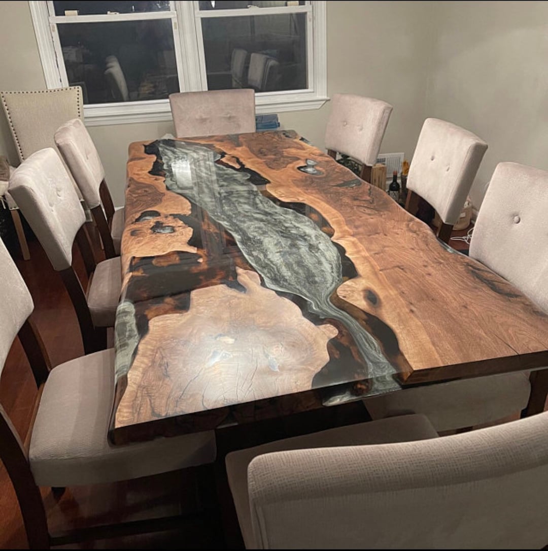 Live Edge Table, Epoxy Dining Table, Epoxy Resin Table, Custom 96 X 40