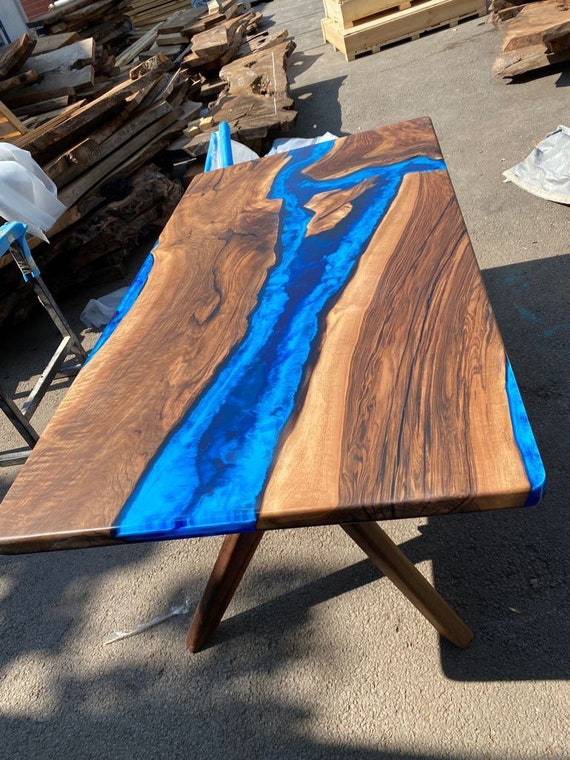 Custom Ocean Table, Epoxy Resin Table, Epoxy Dining Table, Live edge Walnut  Table | Iron's Custom Wood