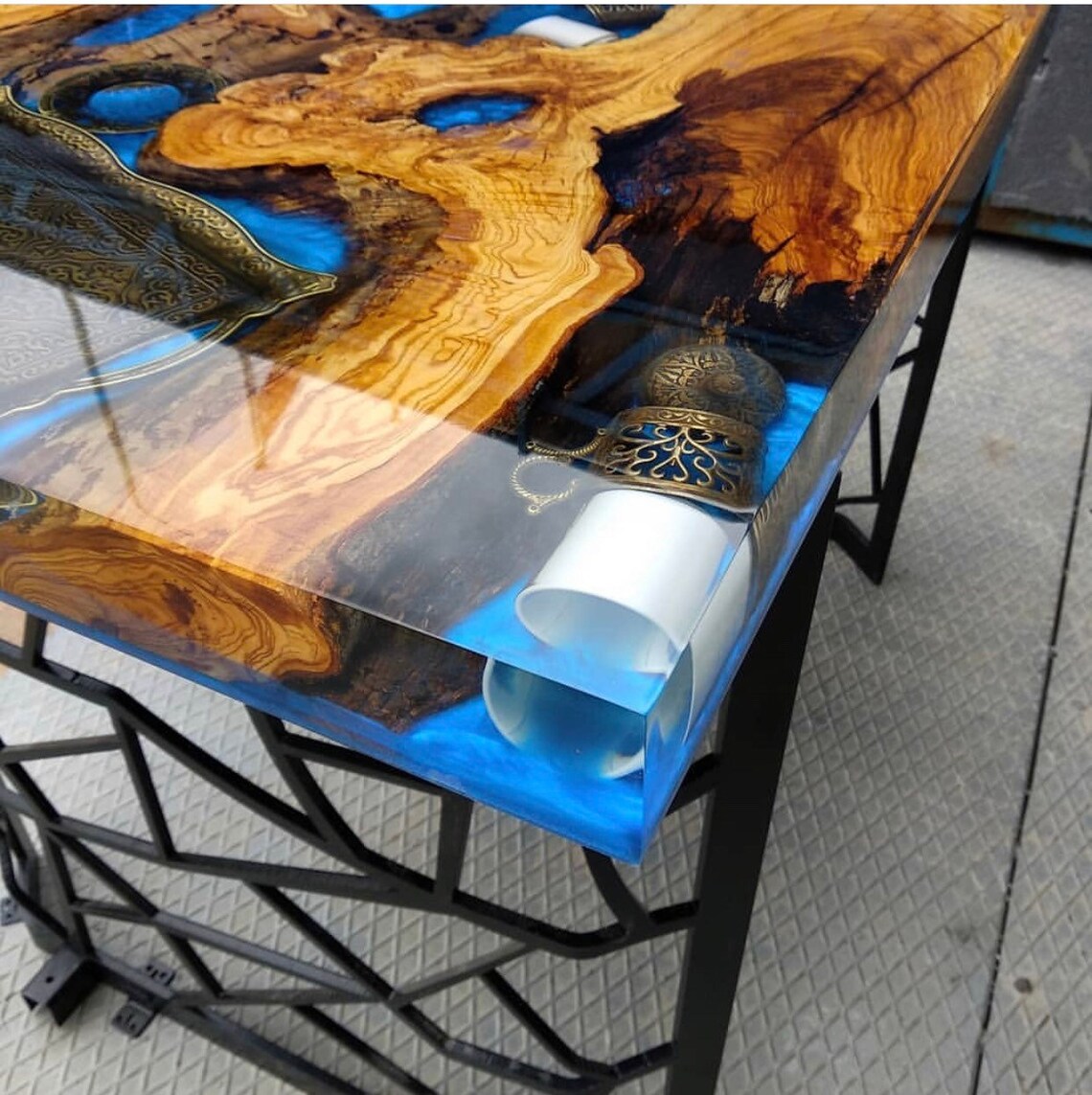 Made to Order Custom Table, Deep Sea Blue River Epoxy Table, Custom ...