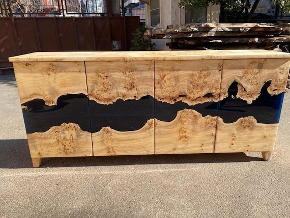 Made to Order Custom Credenza Epoxy Resin Credenza Poplar Epoxy