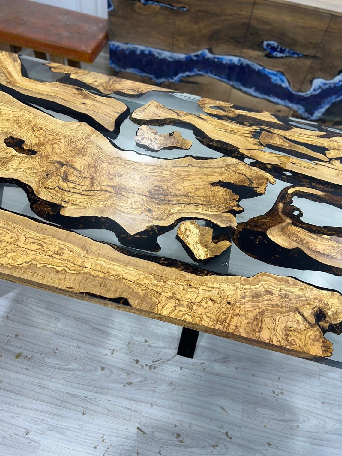 Olive Wood Epoxy Table Custom 108 X 44 Epoxy Table Olive Etsy