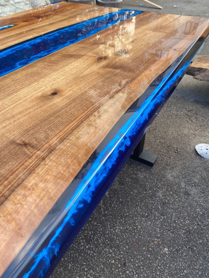 Epoxy Dining Table Epoxy Resin Table Custom 96 X 42 Walnut Etsy
