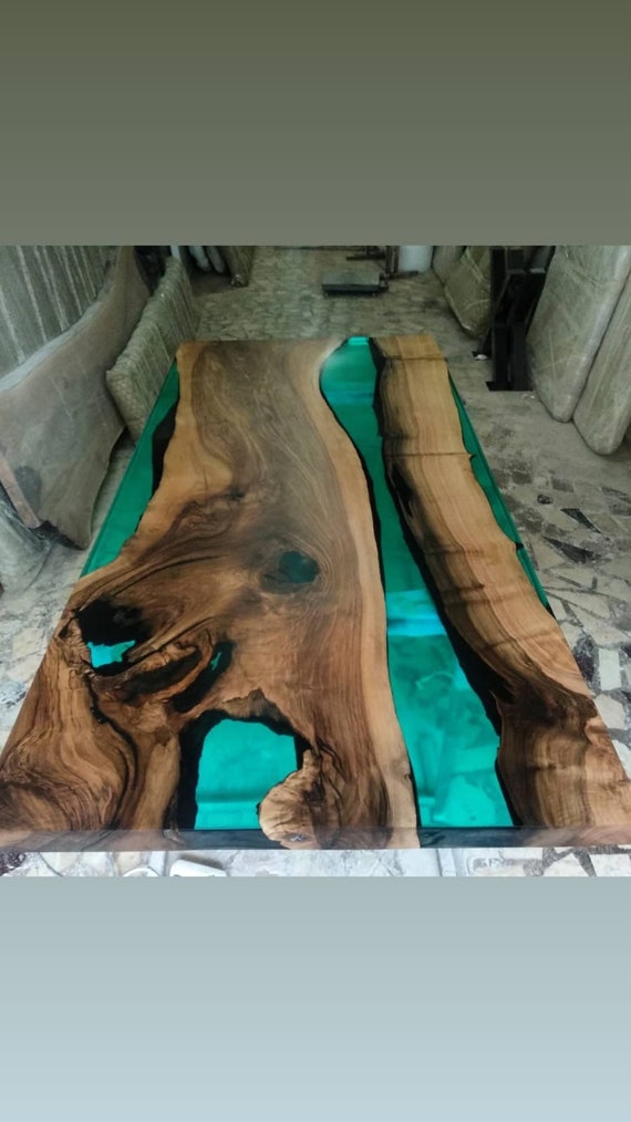 Epoxy Resin Table Made to Order Custom Wood Turquoise Epoxy Table