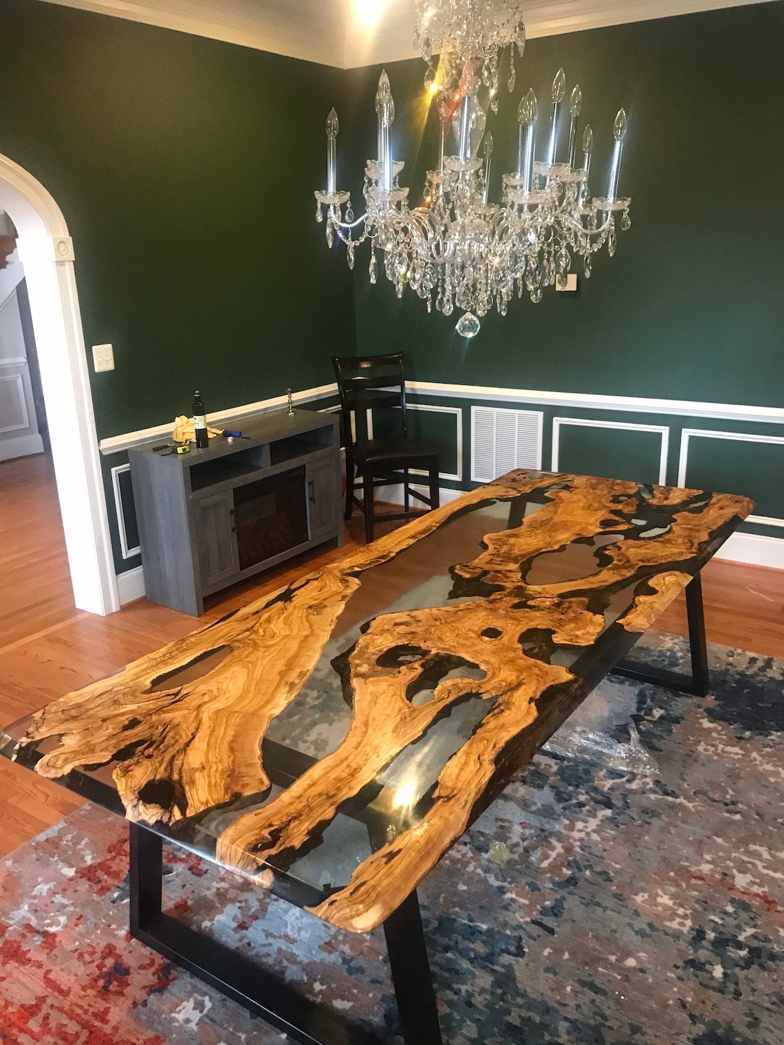 Olive Wood Epoxy Table Custom 108 X 42 Olive Wood Table Etsy
