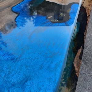 Walnut Dining Table, Epoxy Dining Table, Epoxy Resin Table, Custom 72” x 36” Walnut Metallic Blue, Epoxy River Dining Table Order for Samit