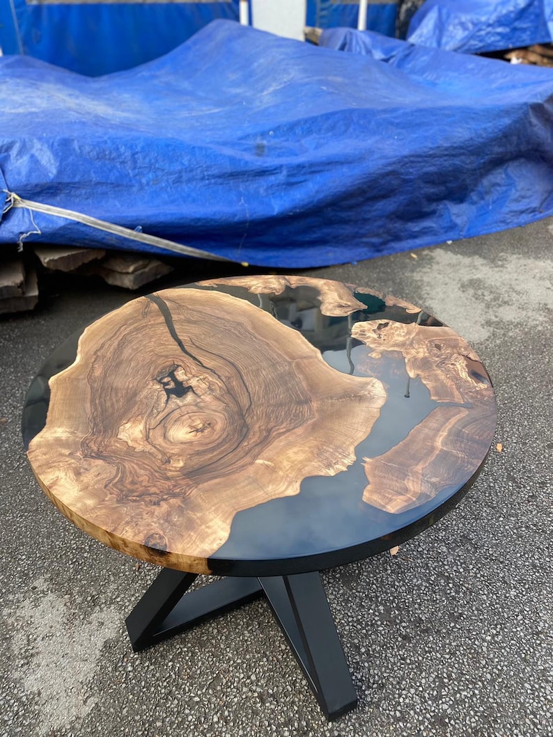 Epoxy Round Table Epoxy Dining Table Walnut Epoxy River Etsy