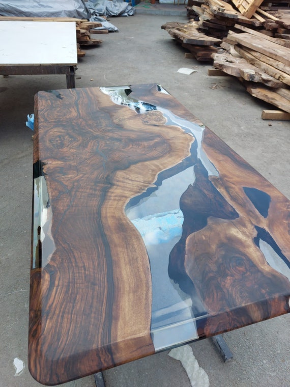 Live Edge Table Wooden Table Custom 72 X 36 Walnut Table Clear