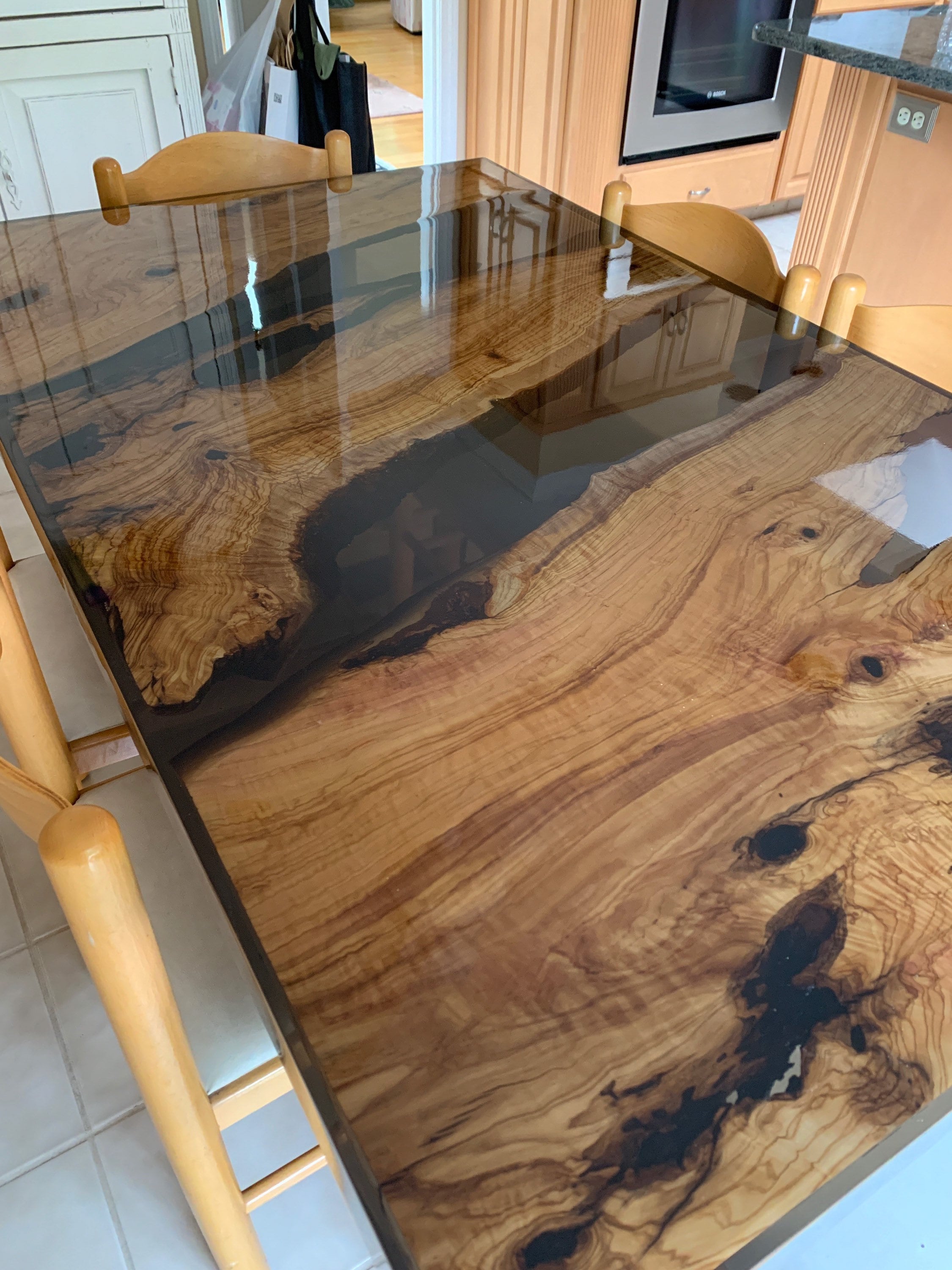 Olive Wood Epoxy Table Epoxy Dining Table Olive Wood River Etsy