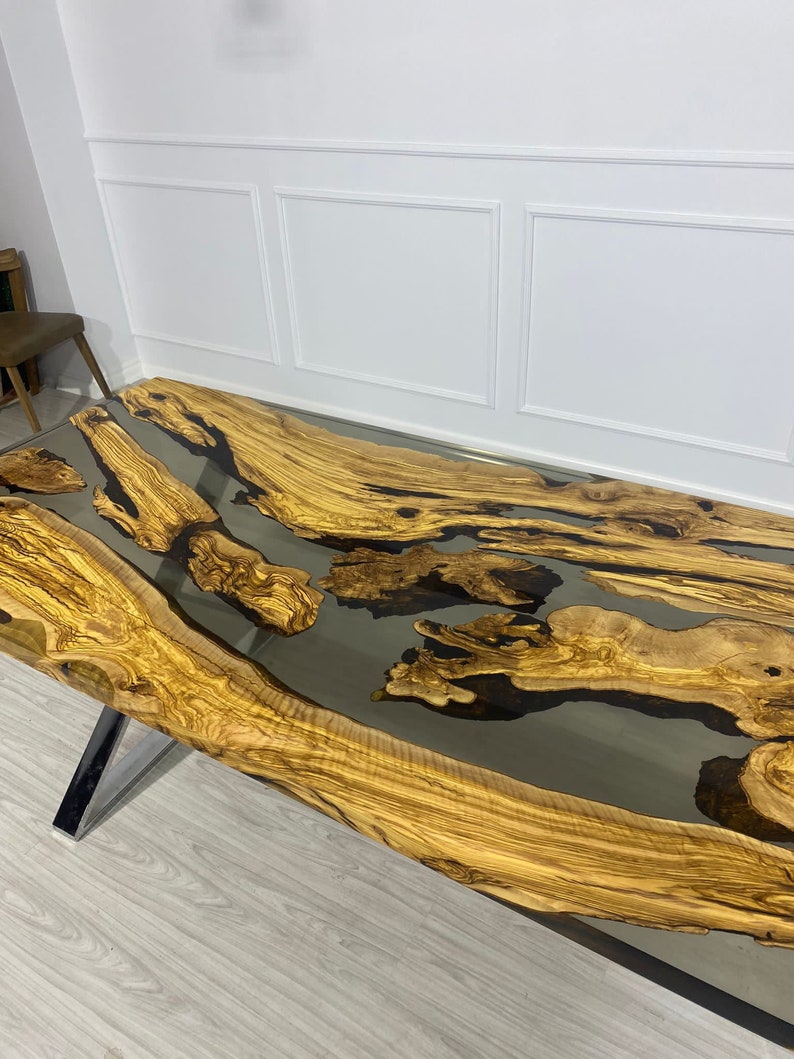 Olive Wood Epoxy Table Olive Wood Table Custom 96 X 40 Etsy