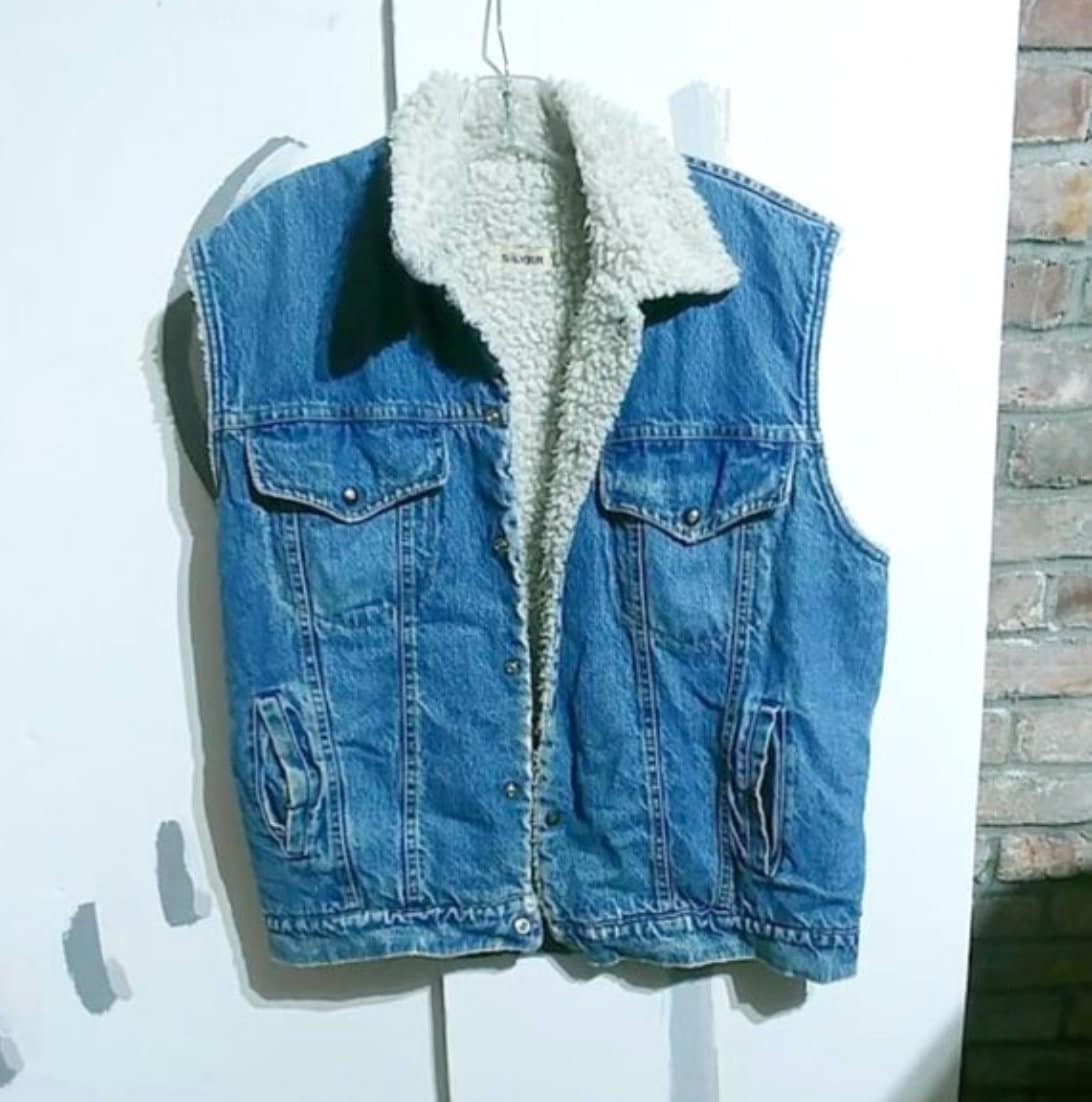 VINTAGE Sherpa Lined Jean Jacket Denim 