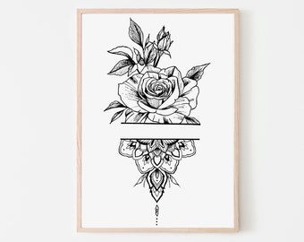 Geometric Flower Print - Etsy