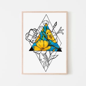 Orphic | Flower Art | Geometric Print | Boho | Digital Print | Wall Art | Downloadable Art