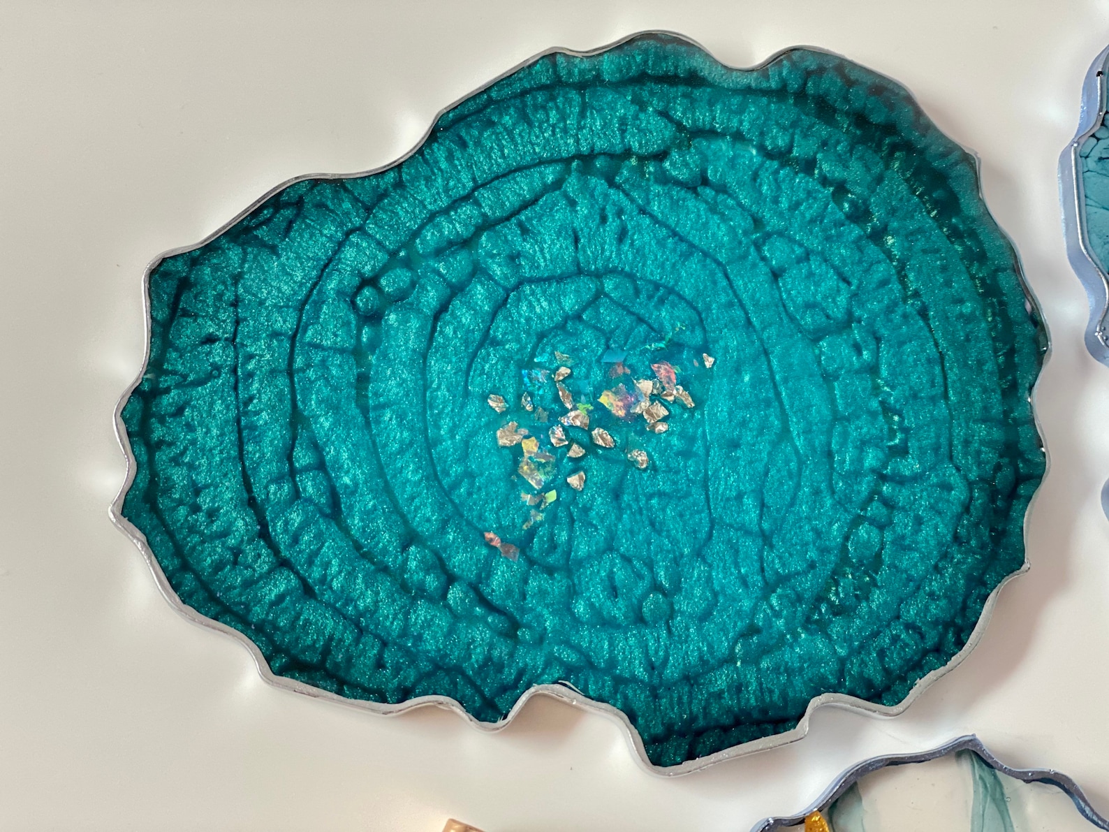 Teal Agate Coasters Set Geode Coasters Resin Coasters Etsy