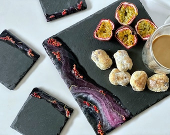 Christmas gift Slate coasters cheese board Cute coasters set epoxy cutting board housewarming gift