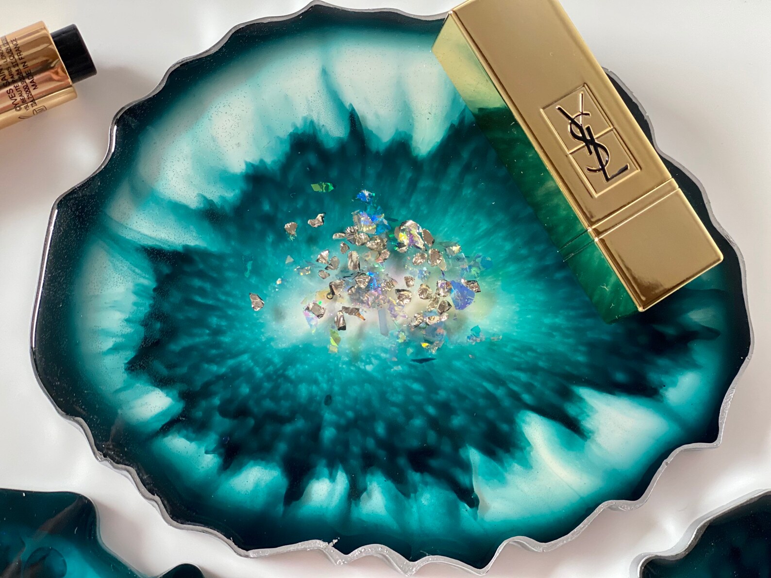 Teal Agate Coasters Set Geode Coasters Resin Coasters Etsy