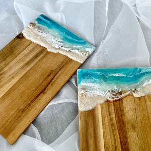 Planche à charcuterie océan en résine, cadeau de Noël Grande planche à découper, cadeau d'anniversaire, planche à découper en époxy, cadeau fête des mères