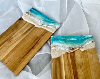 Resin ocean charcuterie board Christmas gift Large cutting board anniversary gift Epoxy cutting board Mothers Day gift