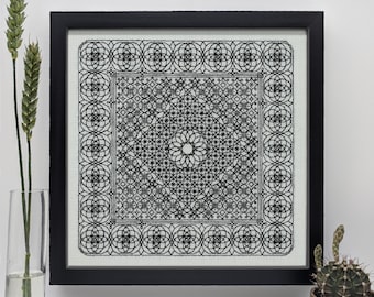 Geometry adventures 8, PDF Blackwork Embroidery Chart, Botanical sampler. PDF Embroidery Pattern by The Steady Thread