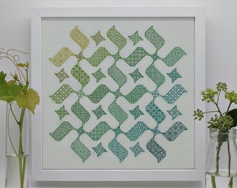 The spaces between 2, PDF Blackwork Embroidery Chart, Botanical sampler. PDF Embroidery Pattern by The Steady Thread