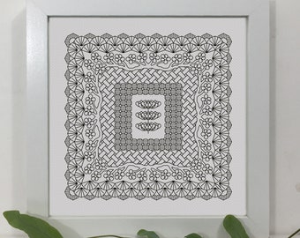 スペクトラムブラックワークサンプラーパターン - Etsy 日本