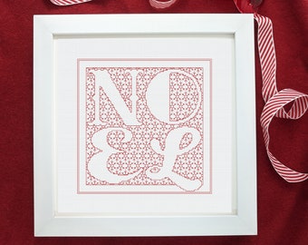 Noel Christmas Blackwork, PDF Blackwork . PDF Blackwork typogrpahy.  Blackwork embroidery chart by The Steady Thread