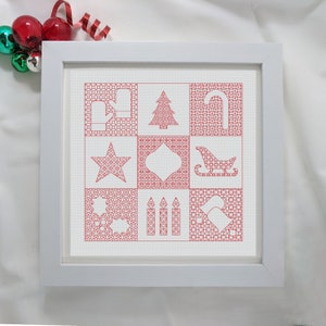Christmas icons, PDF Blackwork . Christmas blackwork.  Blackwork embroidery chart by The Steady Thread