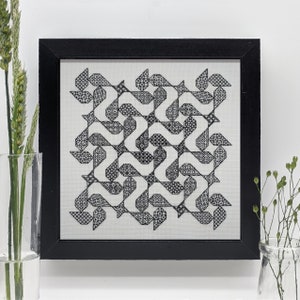 Die Zwischenräume, PDF Blackwork Embroidery Chart, Botanischer Sampler. PDF Stickmuster von The Steady Thread