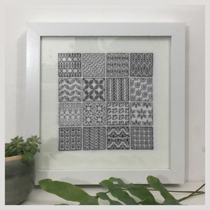 Patrón Blackwork, Gráfico de bordado Blackwork PDF, Muestra de hojas botánicas, Patrón de bordado PDF descargable por The Steady Thread