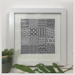 Blackwork Pattern, PDF Blackwork Embroidery Chart, Botanicals leaves sampler, Downloadable PDF Embroidery Pattern by The Steady Thread