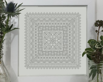 スペクトラムブラックワークサンプラーパターン - Etsy 日本