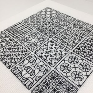 Padrão Blackwork, gráfico de bordado PDF Blackwork, amostrador botânico, floral. Padrão de bordado em PDF para download da The Steady Thread