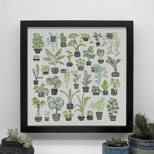 Plant Friends! PDF Blackwork Embroidery Chart, Downloadable PDF Embroidery Pattern by The Steady Thread