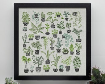 Plant Friends! PDF Blackwork Embroidery Chart, Downloadable PDF Embroidery Pattern by The Steady Thread