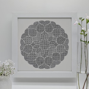 Rosette! PDF Blackwork Embroidery Chart, Downloadable PDF Embroidery Pattern by The Steady Thread