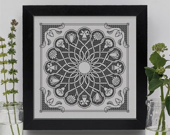 Seasons blackwork embroidery chart