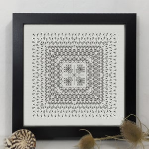 Dandelions botanical sampler, PDF Blackwork Embroidery Chart, Downloadable PDF Embroidery Pattern by The Steady Thread