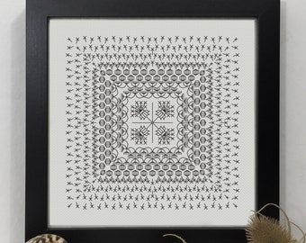 Dandelions botanical sampler, PDF Blackwork Embroidery Chart, Downloadable PDF Embroidery Pattern by The Steady Thread