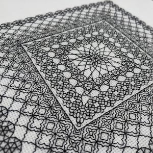 Geometry adventures 2, PDF Blackwork Embroidery Chart, Botanical sampler. PDF Embroidery Pattern by The Steady Thread
