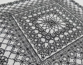 Geometry adventures 2, PDF Blackwork Embroidery Chart, Botanical sampler. PDF Embroidery Pattern by The Steady Thread