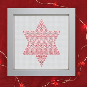 Christmas Star. Christmas blackwork sampler.  Blackwork embroidery chart by The Steady Thread